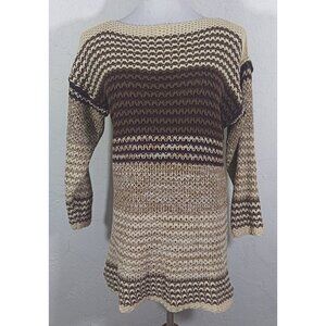 The Limited Sweater Small Striped Crochet Multicolor Tunic Top Sheer